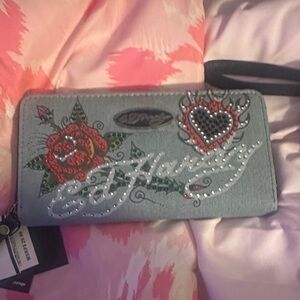 Ed Hardy Gray Floral Women's Wallet